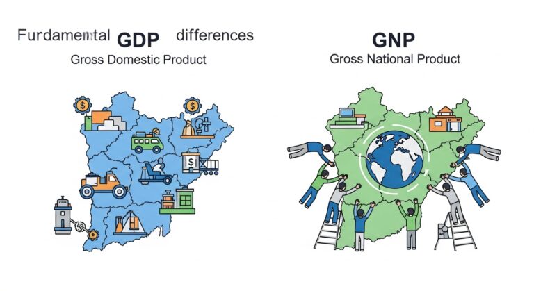 GDP GNP 차이점을 명확히 보여주는 경제 지표 비교 인포그래픽