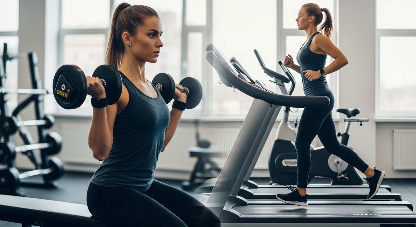 근력운동 유산소 순서에 따라 운동하는 사람의 모습