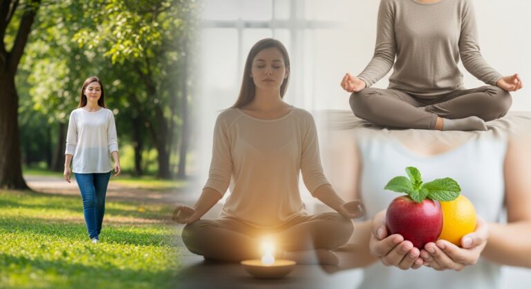 스트레스 해소법을 실천하는 평화로운 사람의 모습