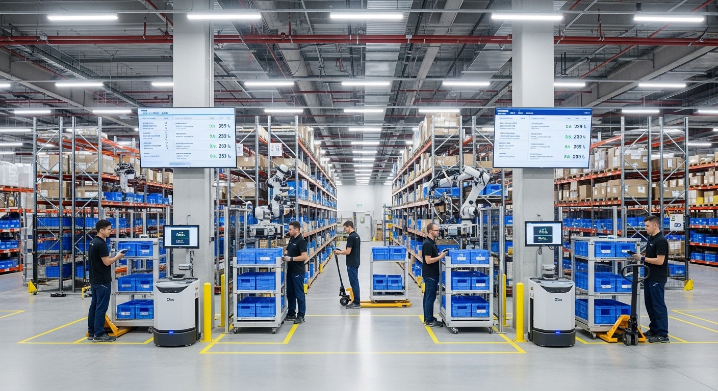 창고 피킹 방식 최적화로 효율성을 극대화한 현대적 물류 창고 이미지